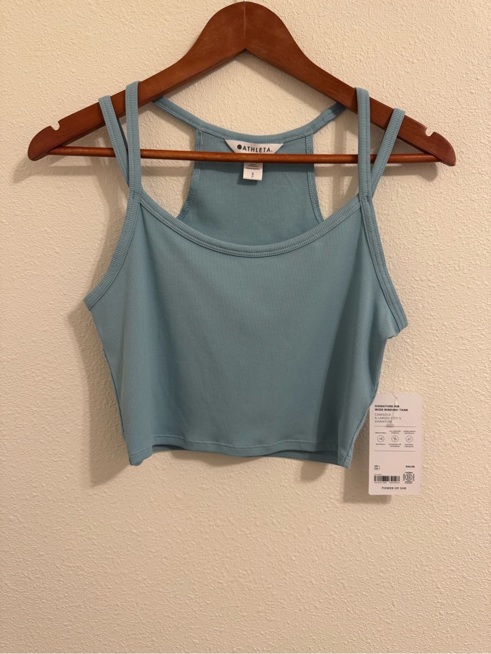 NWT Athleta Signature Rib Wide Binding Tank Blue Size Small $45